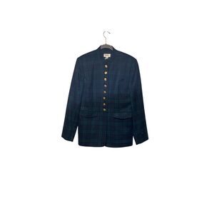 Talbots vintage 100% wool blazer, blackwatch tartan plaid gold buttons size 10 ￼